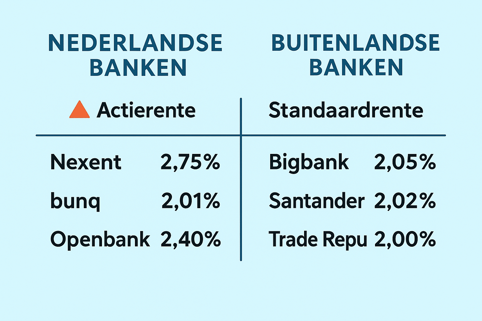 Nederlandse banken rente vs buitenlandse banken actierente