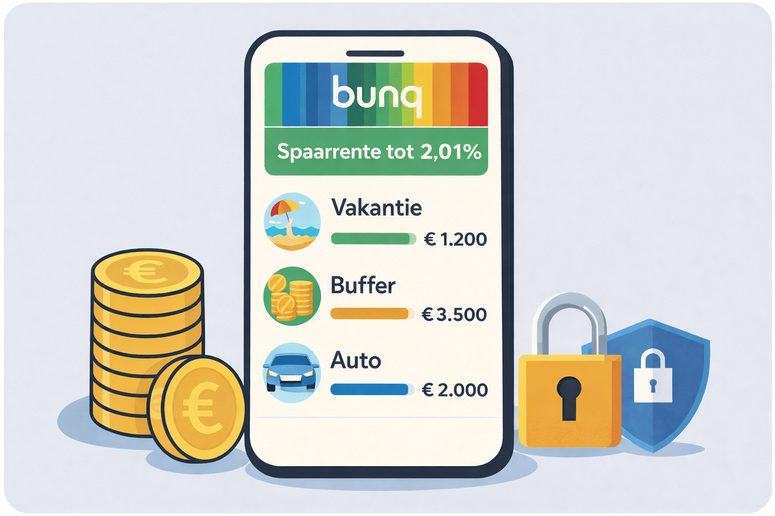 bunq spaar app maak potjes aan