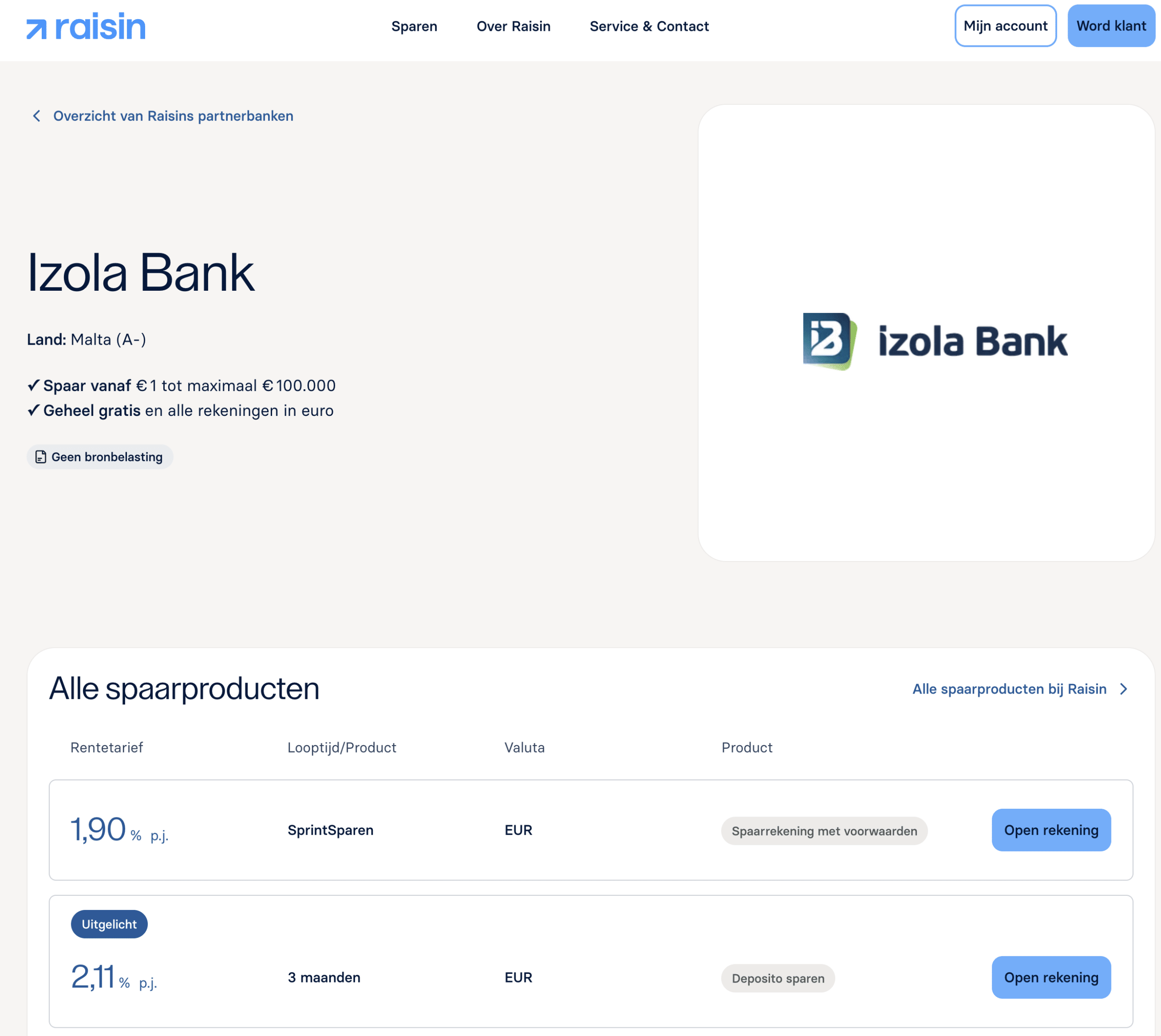izola bank review en ervaringen raisin spaarrentes