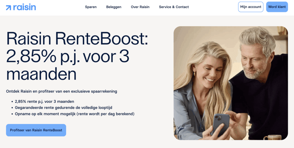 raisin actie renteboost 3 maanden 2,85%